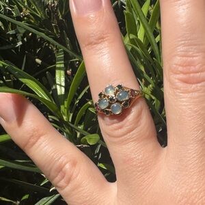 18ct Gold Georgian Moonstone Ring Antique c.1800s MOURNING RING